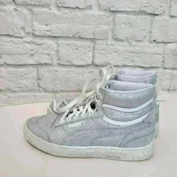 Puma silver high tops Shoes   Sz 6 - Picture 7 of 11